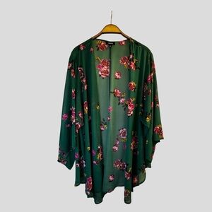 Torrid Kimono Green Floral Size 3/4